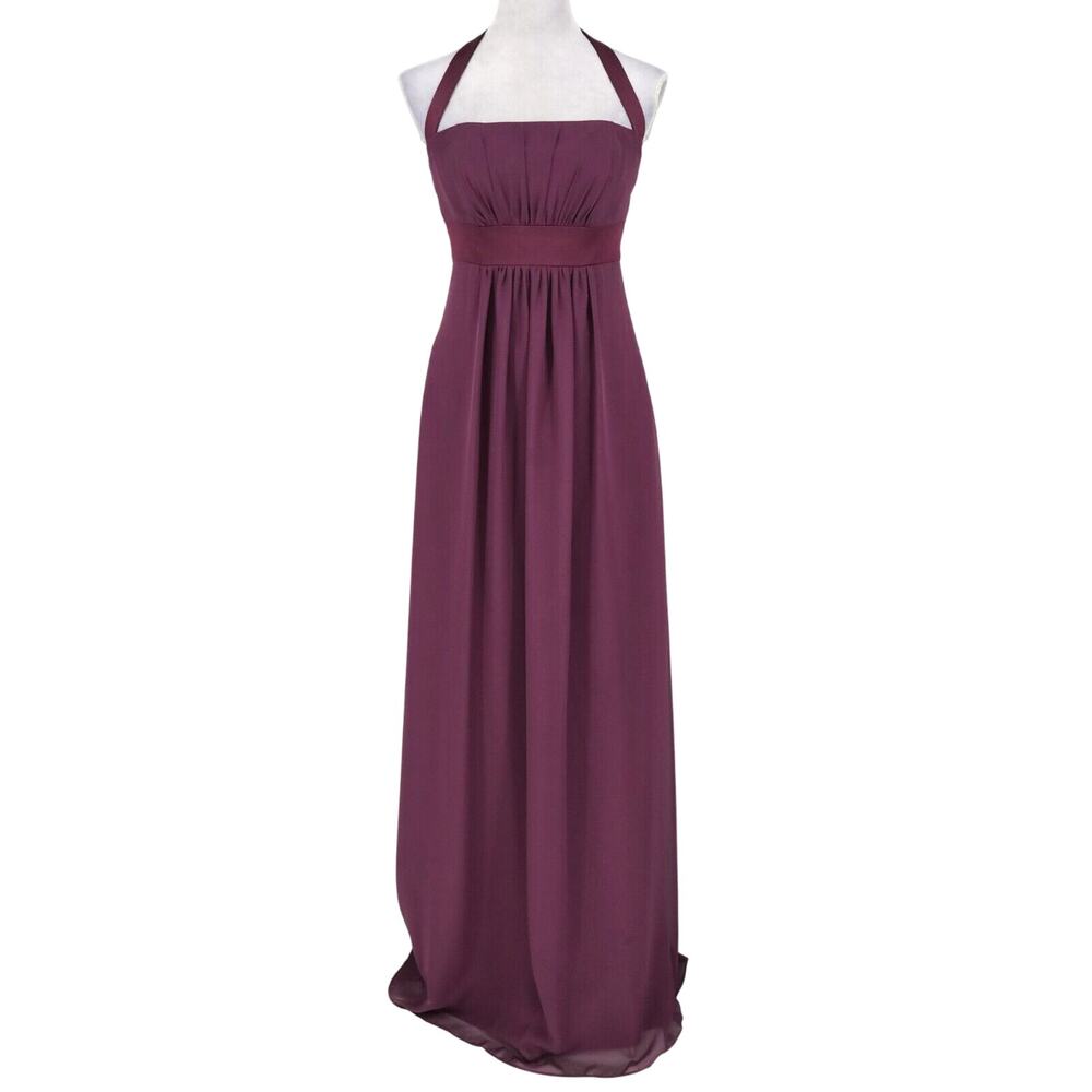 Alfred Angelo Dress Womens 4 Plum Chiffon Back Zip Lined Prom Wedding Bridesmaid
